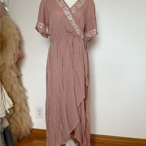 Polagram Mauve Embroidered High Low Dress